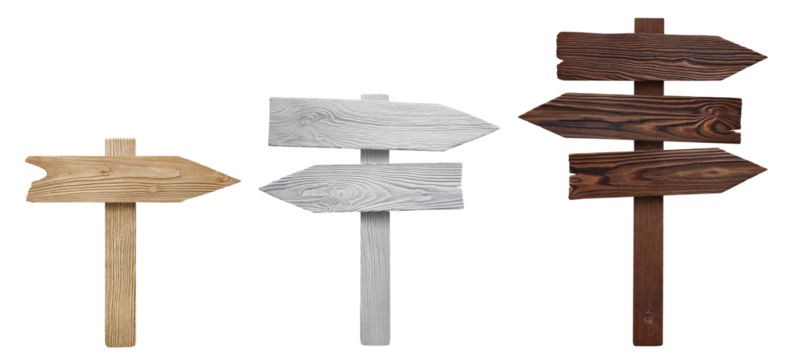 Set of wooden arrow signs, cut out