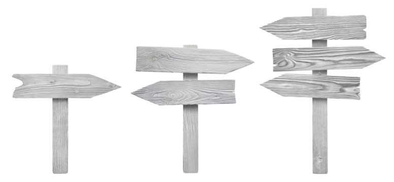 Set of wooden arrow signs, cut out