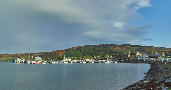 Time lapse of the town of Campbeltown, Kintyre peninsula, Kintyre, Scotland, United Kingdom