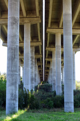 Cement pillar structure under highway