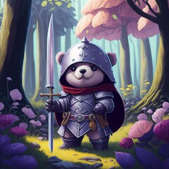 "Cute Mini Bear Knight Templar -    Inspired Dark Fantasy Art"