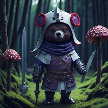 "Cute Mini Bear Knight Templar -    Inspired Dark Fantasy Art"