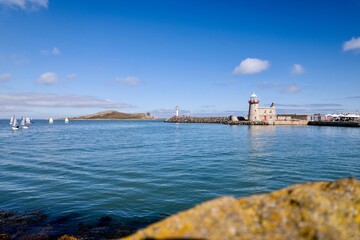 Howth Harbour Lighthouse on a bright sunny afternoon