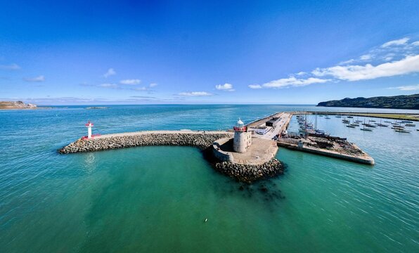 Howth Harbour Lighthouse on a bright sunny afternoon