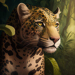 leopard in the garden, Leopard in a relaxing position, generative ai