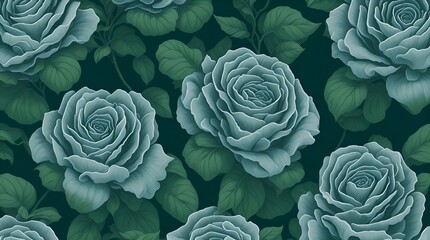 Green roses. Floral Pattern. generative ai
