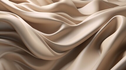 Obraz premium 3D Render of Abstract Beige Wavy Folded Cloth / Textile Background. With Licensed Generative AI Technology Assistance. 