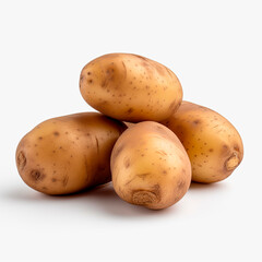 Potatoes on white background. Generative AI.