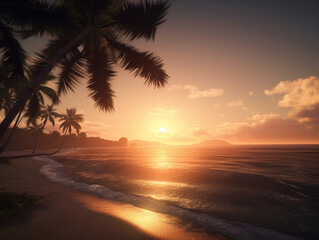 Fototapeta na wymiar Sonnenuntergang auf tropischer Insel