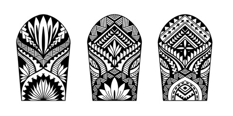 Wrap around arm polynesian tattoo set design. Pattern aboriginal samoan. illustration EPS10 - obrazy, fototapety, plakaty