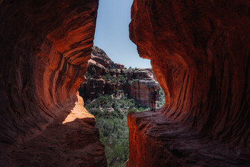 Secret Subway Cave in Sedona Arizona, America, USA. Popular Hiking destination. Famous travel...