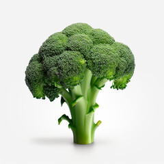 Broccoli on white background. Generative AI.