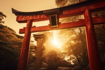 Fototapeta premium Japan gate closeup. Generate Ai