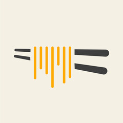 Chopsticks and noodles logo, delivery icon