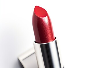 Red lipstick product photo on white background created using generative AI tools