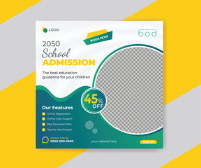 School admission promotion social media post banner template