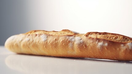 Clean Minimalist Closeup of a French Baguette on an Isolated White Background. With Licensed Generative AI Technology Assistance. 
