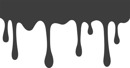 Melted drips shape. Drop flow of black liquid. Sauce chocolate ink splashes