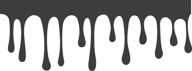 Melted drips shape. Drop flow of black liquid. Sauce chocolate ink splashes