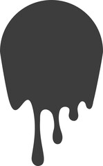 Melted drips round shape. Drop flow of black liquid. Sauce chocolate ink splashes