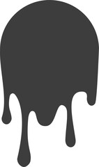 Melted drips round shape. Drop flow of black liquid. Sauce chocolate ink splashes