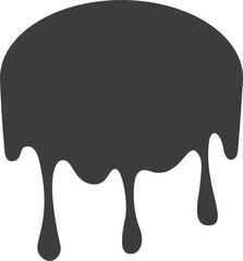 Melted drips round shape. Drop flow of black liquid. Sauce chocolate ink splashes
