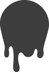 Melted drips round shape. Drop flow of black liquid. Sauce chocolate ink splashes