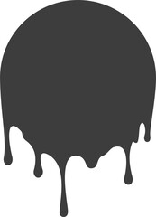 Melted drips round shape. Drop flow of black liquid. Sauce chocolate ink splashes