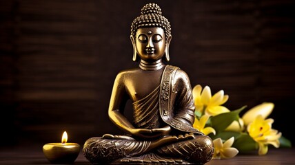 Buddha image; Buddhism. AI generator