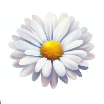 Illustration d'une Pâquerette - Style Aquarelle Réaliste - Fond Blanc - Généré par IA