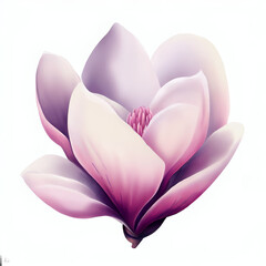 Illustration d'une fleur de Magnolia - Style Aquarelle Réaliste - Fond Blanc - Généré par IA