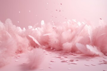 Small fluffy pink feathers. Generate Ai - obrazy, fototapety, plakaty