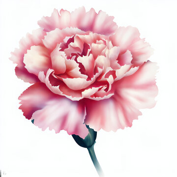 Illustration Fleur D'&OElig;illet- Style Aquarelle R&eacute;aliste - Fond Blanc - G&eacute;n&eacute;r&eacute; par IA