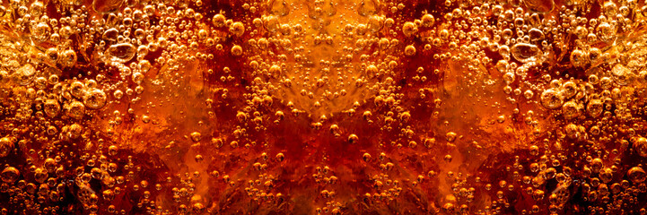 macro cola background,Background of cola with ice and bubbles. Side view background of refreshing...