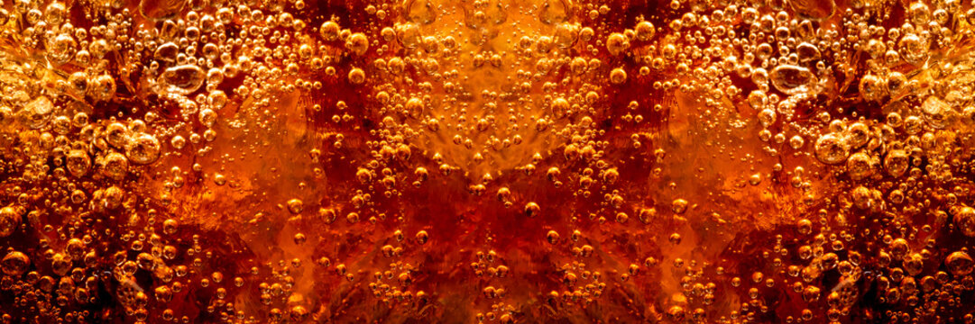 macro cola background,Background of cola with ice and bubbles. Side view background of refreshing cola flavored soda with carbonated with vintage tone,Thailand, Turkey - Middle East, Cola, Soda, Bubbl
