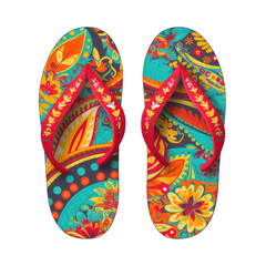 Colorful flip flops isolated on transparent. Summer vacation footwear, PNG, Generative AI