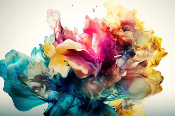 Paint splatters abstract flowers. AI technology generated image. AI technology generated image