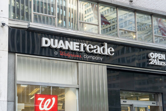 New York City, USA - August 17, 2022: Duane Reade by Walgreens at Times Square in New York City, USA. Duane Reade is a combination pharmacy and convenience store. 