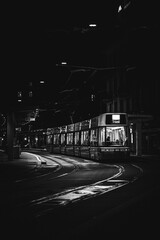 Black and White Zurich Tram