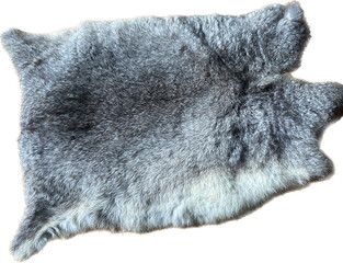 Rabbit and hare skins and fur. Real tanned leather of pets. White and neutral backgrounds and textures.