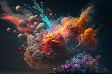 Abstract Flower Explosion. AI technology