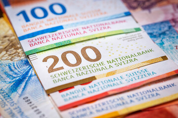 Swiss Francs, Switzerland Banknotes, Concept, Franc Loans, Bank Operations, Global Currency