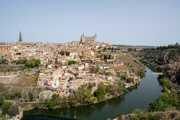 Fototapeta na wymiar Toledo, Spain - April 9, 2023: Panoramic view of the city of Toledo at day, detail