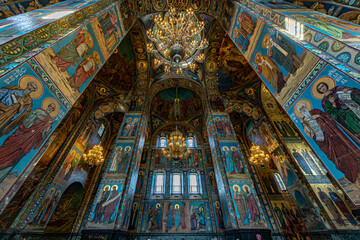 Fototapeta na wymiar interior of the church of the savior on spilled blood