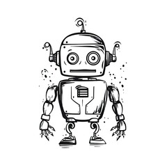 Illustration of a robot, cute drawing created using generative AI tools