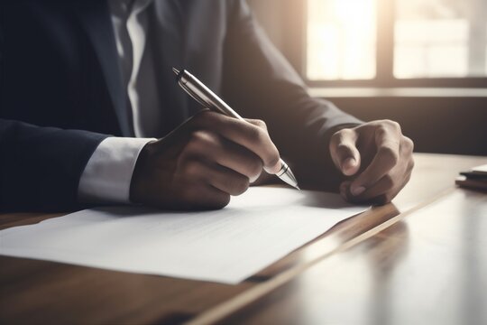 man signature lawyer document businessman contract office hand business sun group. Generative AI.