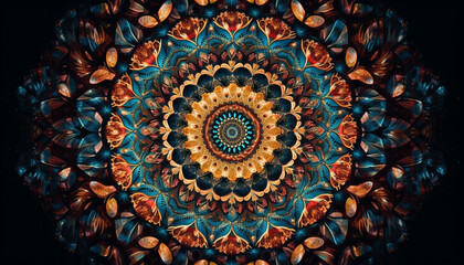 Floral mandala design element in vibrant s generated by AI