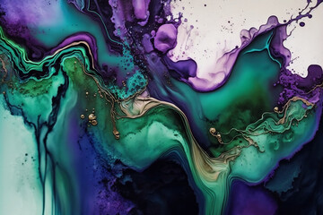 Marble ink abstract art from exquisite original painting for abstract background. It was painted on high-quality paper texture to create a smooth marble background pattern of ombre alcohol ink AI