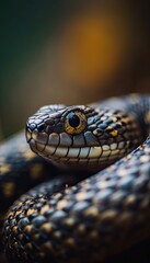 Closeup photo of a snake. Macro shot created using generative AI tools