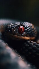 Fototapeta premium Closeup photo of a snake. Macro shot created using generative AI tools